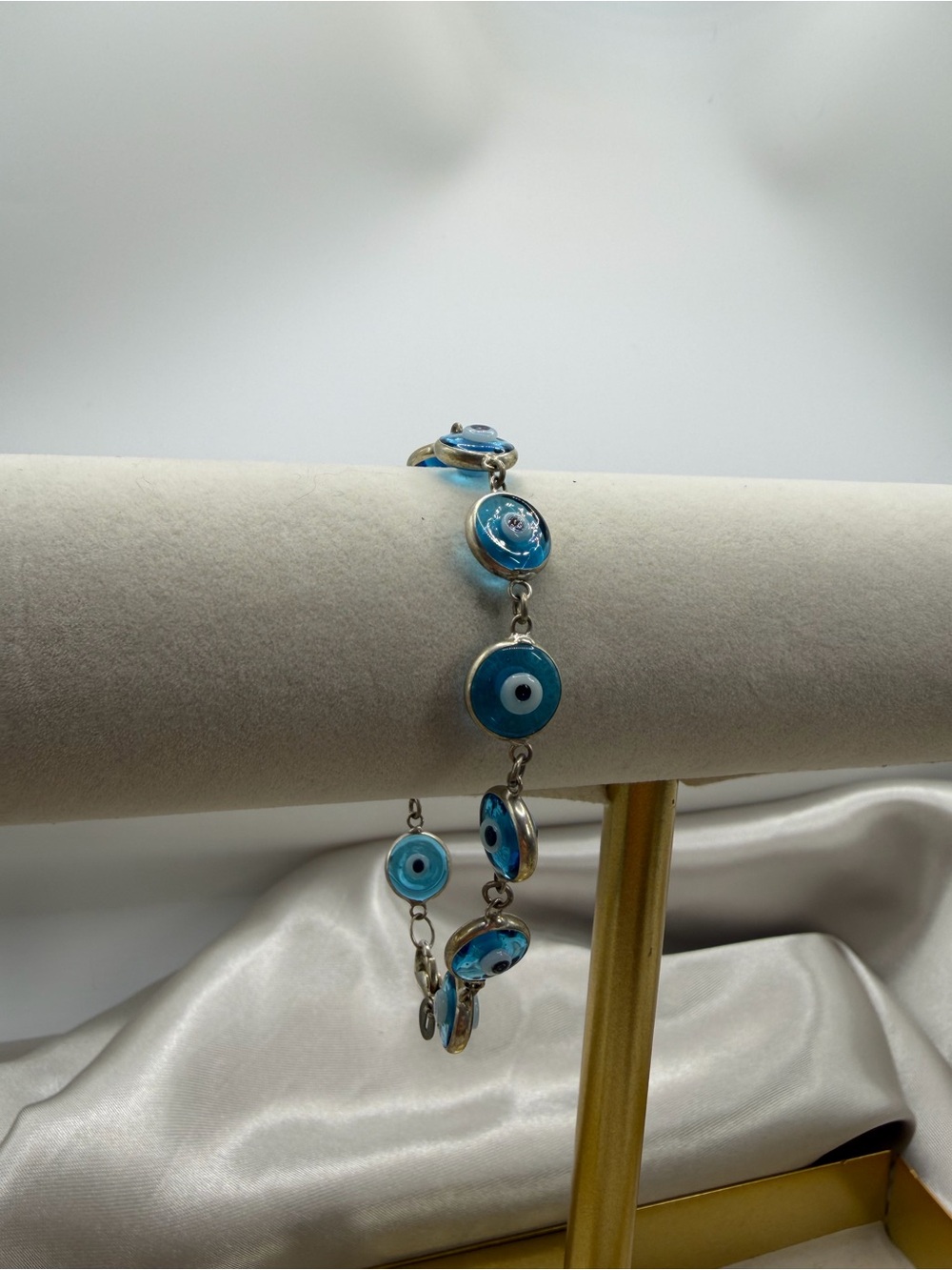Sterling Silver 925 Glass Evil Eye Protection Bracelet